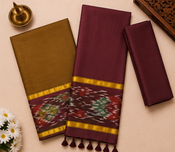 Pochampally Silk-Cotton Dress Material Set - Image 2