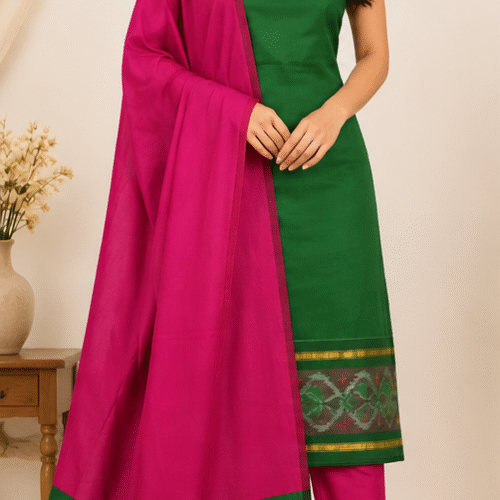 Pochampally Silk-Cotton Dress Material Set