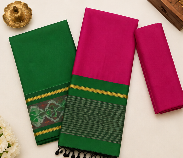 Pochampally Silk-Cotton Dress Material Set - Image 2