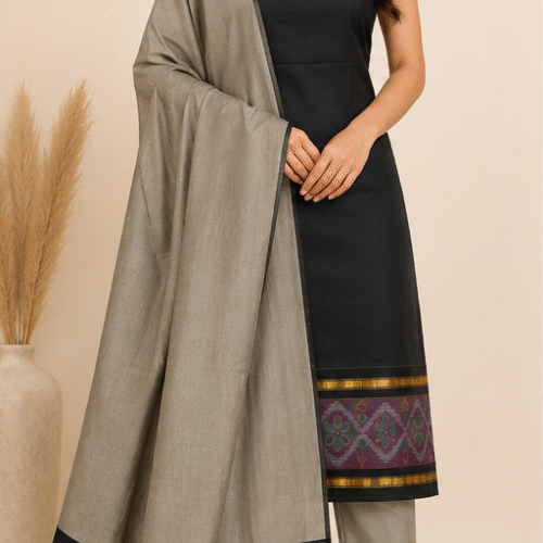 Pochampally Silk-Cotton Dress Material Set