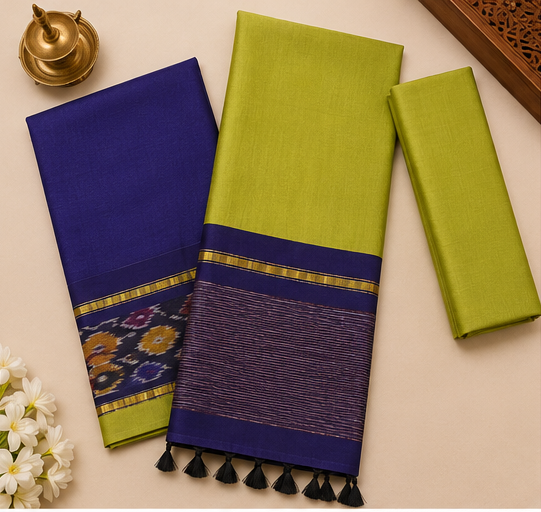 Pochampally Silk-Cotton Dress Material Set - Image 2