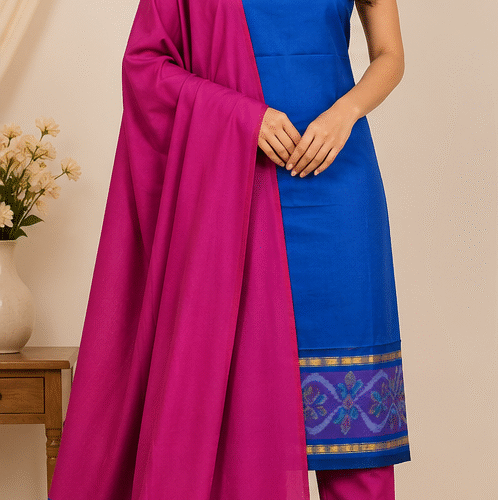 Pochampally Silk-Cotton Dress Material Set