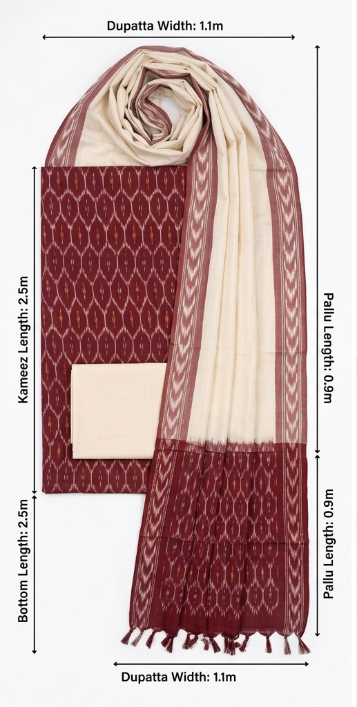 Ikkat Pure Cotton Dress Material Set - Image 4