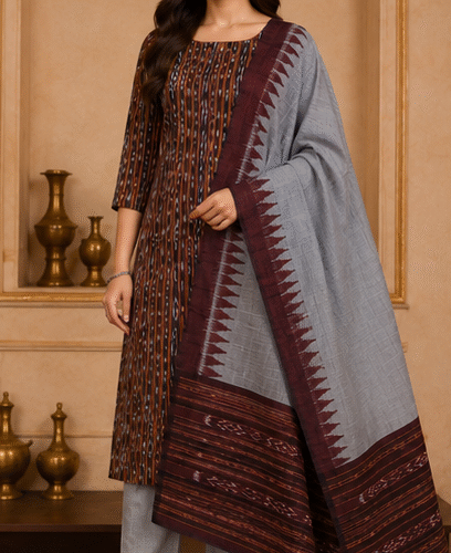Handloom Sambalpuri Ikat Cotton Dress Material Set