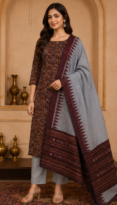 Handloom Sambalpuri Ikat Cotton Dress Material Set