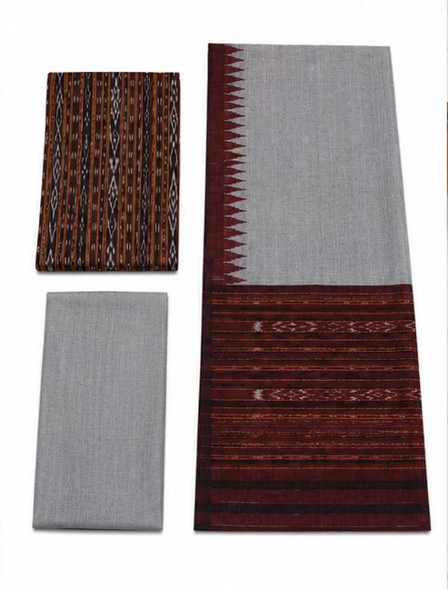Handloom Sambalpuri Ikat Cotton Dress Material Set - Image 2