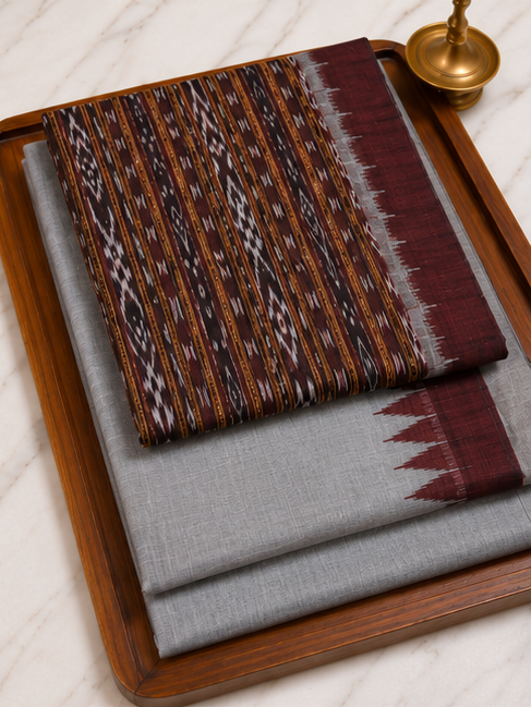 Handloom Sambalpuri Ikat Cotton Dress Material Set - Image 3