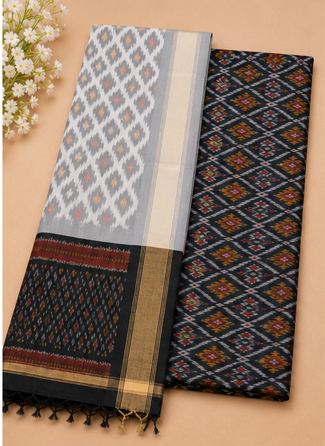 Ikat Silk Two Piece Dress Material Set - Image 2