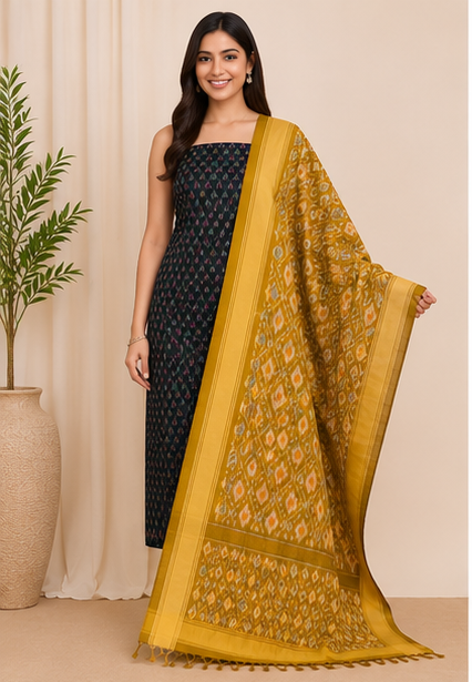 Ikat Silk Two Piece Dress Material Set