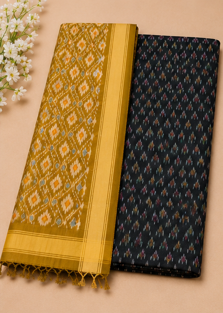 Ikat Silk Two Piece Dress Material Set - Image 2