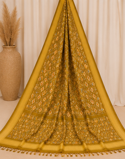Ikat Silk Two Piece Dress Material Set - Image 5