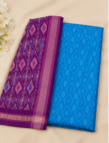 Ikat Silk Two Piece Dress Material Set - Image 2