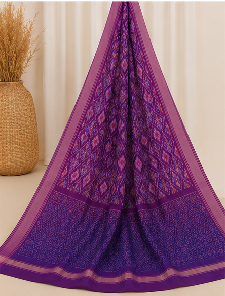 Ikat Silk Two Piece Dress Material Set - Image 3