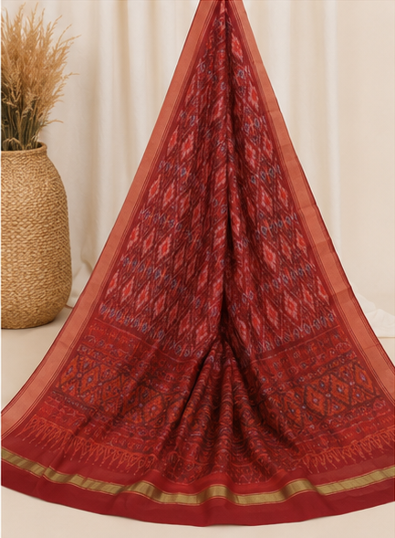 Ikat Silk Two Piece Dress Material Set - Image 4