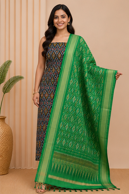 Ikat Silk Two Piece Dress Material Set