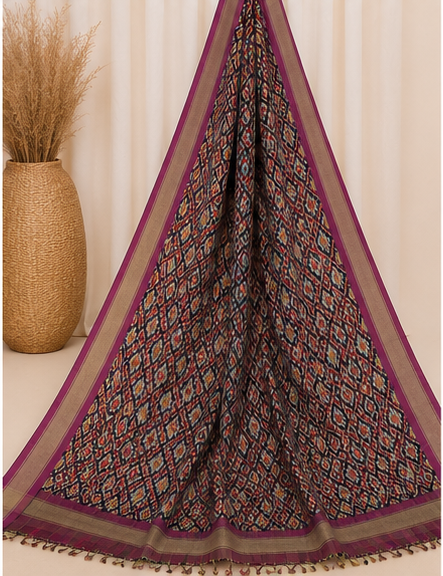 Ikat Silk Two Piece Dress Material Set - Image 5