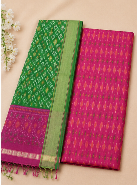 Ikat Silk Two Piece Dress Material Set - Image 2