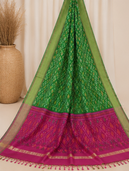 Ikat Silk Two Piece Dress Material Set - Image 5