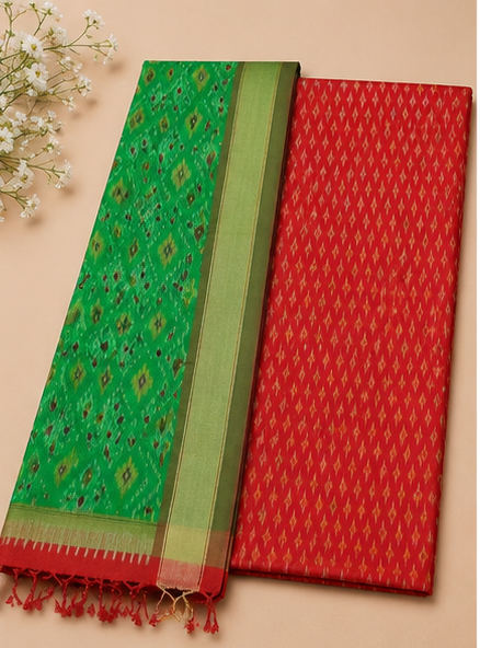 Ikat Silk Two Piece Dress Material Set - Image 2