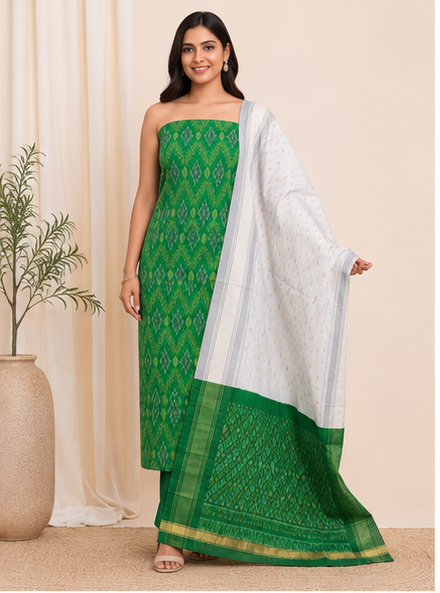 Ikat Silk Two Piece Dress Material Set