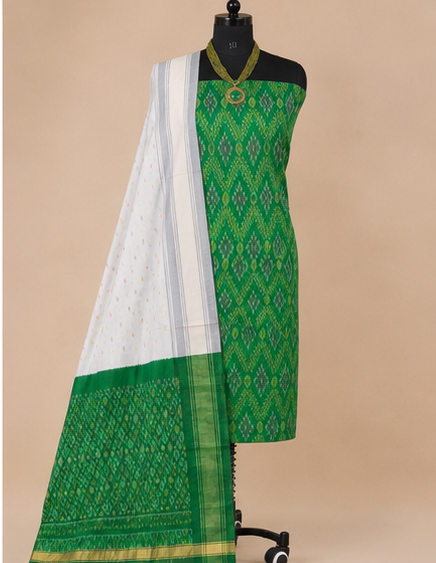 Ikat Silk Two Piece Dress Material Set - Image 2