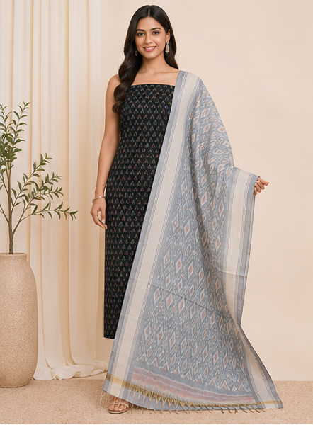 Ikat Silk Two Piece Dress Material Set