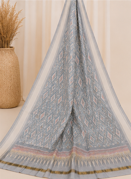 Ikat Silk Two Piece Dress Material Set - Image 5