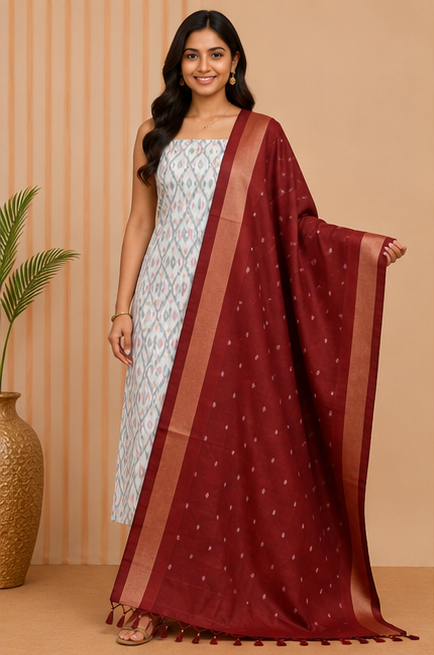 Ikat Silk Two Piece Dress Material Set