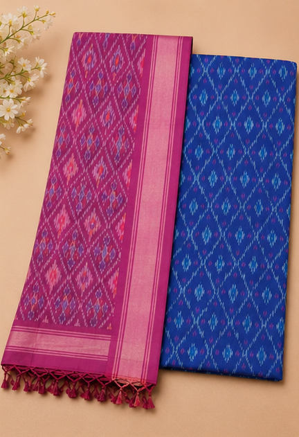Ikat Silk Two Piece Dress Material Set - Image 2