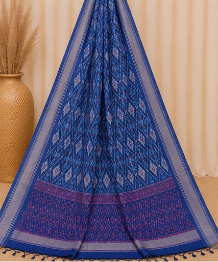 Ikat Silk Two Piece Dress Material Set - Image 5