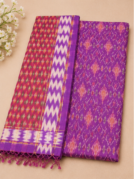 Ikat Silk Two Piece Dress Material Set - Image 2