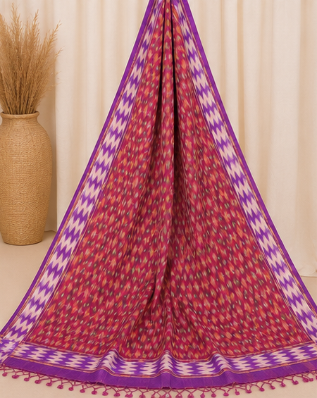 Ikat Silk Two Piece Dress Material Set - Image 5