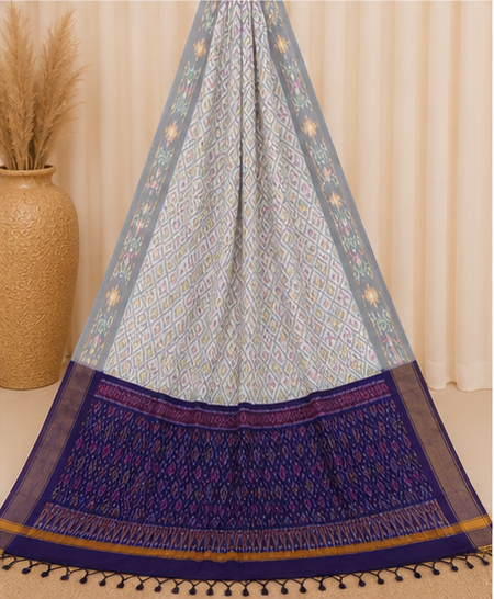 Ikat Silk Two Piece Dress Material Set - Image 5