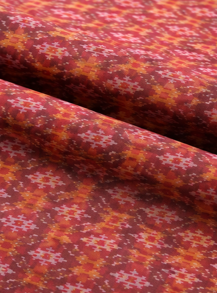 Ikat Silk Two Piece Dress Material Set - Image 4