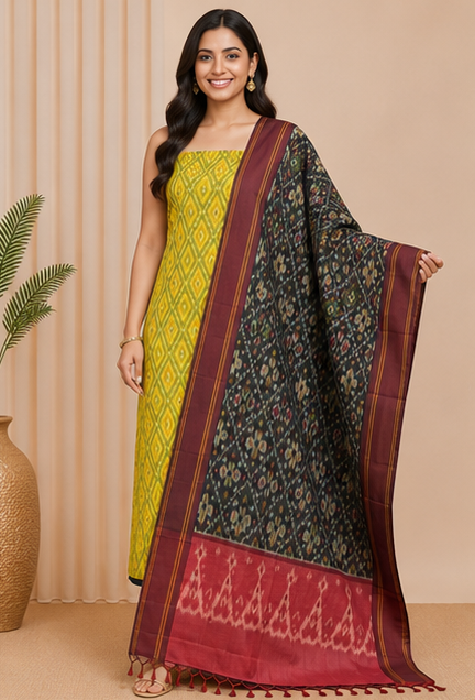Ikat Silk Two Piece Dress Material Set