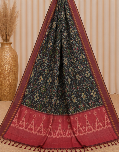 Ikat Silk Two Piece Dress Material Set - Image 5