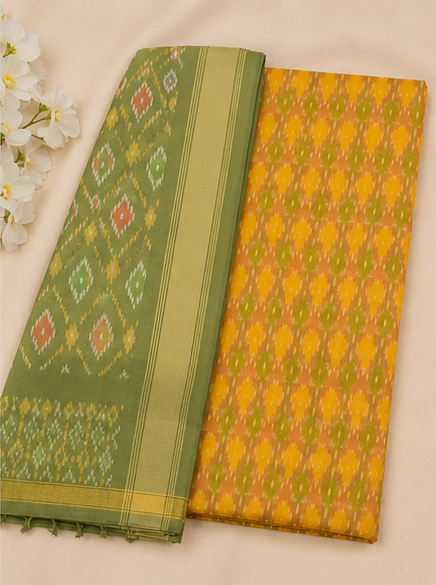 Ikat Silk Two Piece Dress Material Set - Image 4