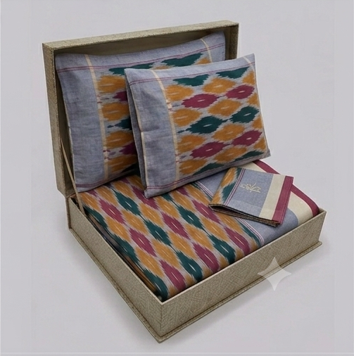 Premium Ikkat Handloom Double/Queen Size Bed Sheet (90 x 108 inches) - Image 2