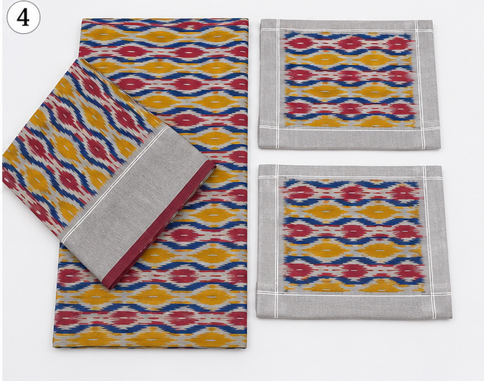 Premium Ikkat Handloom Double/Queen Size Bed Sheet (90 x 108 inches) - Image 3