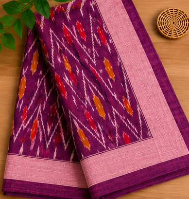 Pochampally Ikat Handloom Cotton Single Cot Bed Sheet – 60 x 90 Inches