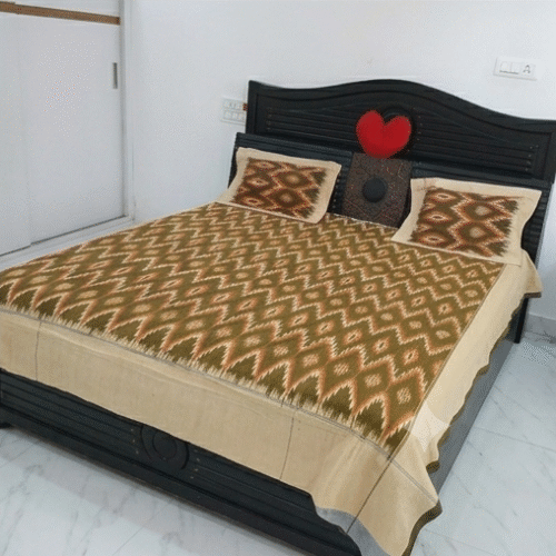 Premium Ikkat Handloom Double/Queen Size Bed Sheet (90 x 108 inches)