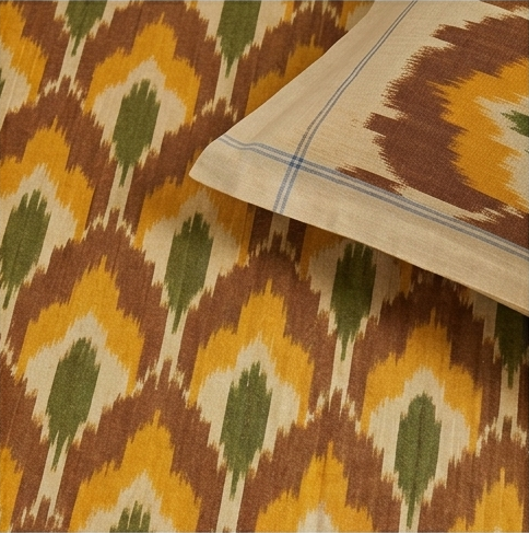 Premium Ikkat Handloom Double/Queen Size Bed Sheet (90 x 108 inches) - Image 3