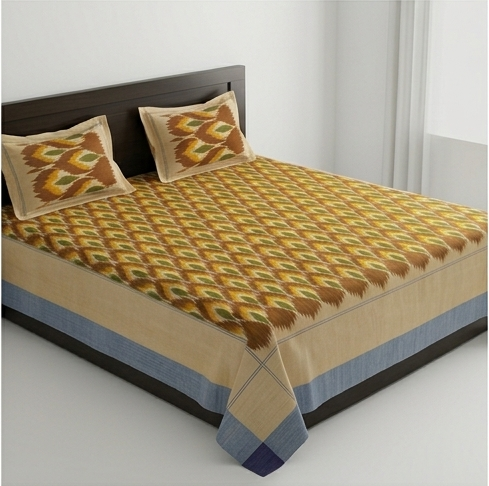 Premium Ikkat Handloom Double/Queen Size Bed Sheet (90 x 108 inches) - Image 2