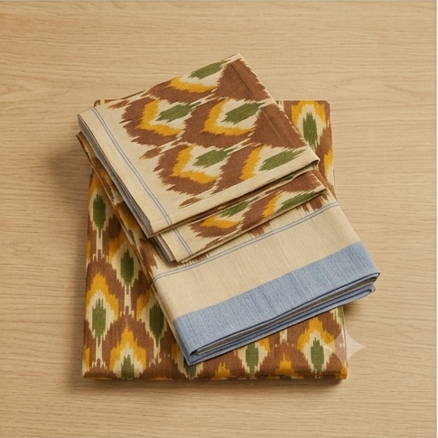 Premium Ikkat Handloom Double/Queen Size Bed Sheet (90 x 108 inches) - Image 4