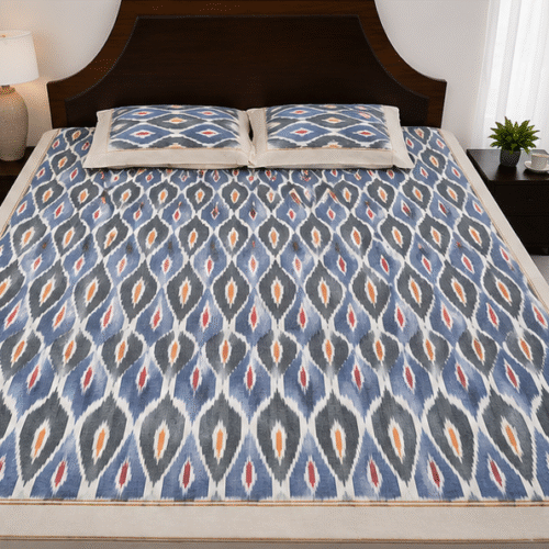 Premium Ikkat Handloom King Size Bed Sheet (100 x 110 inches)