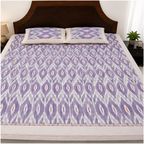 Premium Ikkat Handloom King Size Bed Sheet (100 x 110 inches)