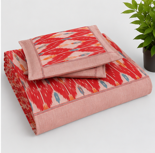 Pochampally Handloom Premium Ikkat Cotton King Bedsheet – 2/17s Fine Thread, 100× 110 Inches - Image 4
